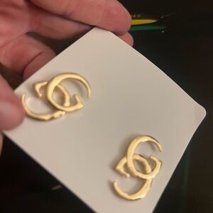 Fashion Gold Designer Logo Earrings